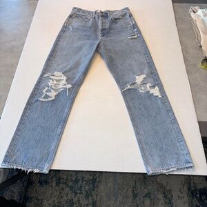 Agolde Jeans Womens 27 Button Fly Distressed Straight 90's Jeans